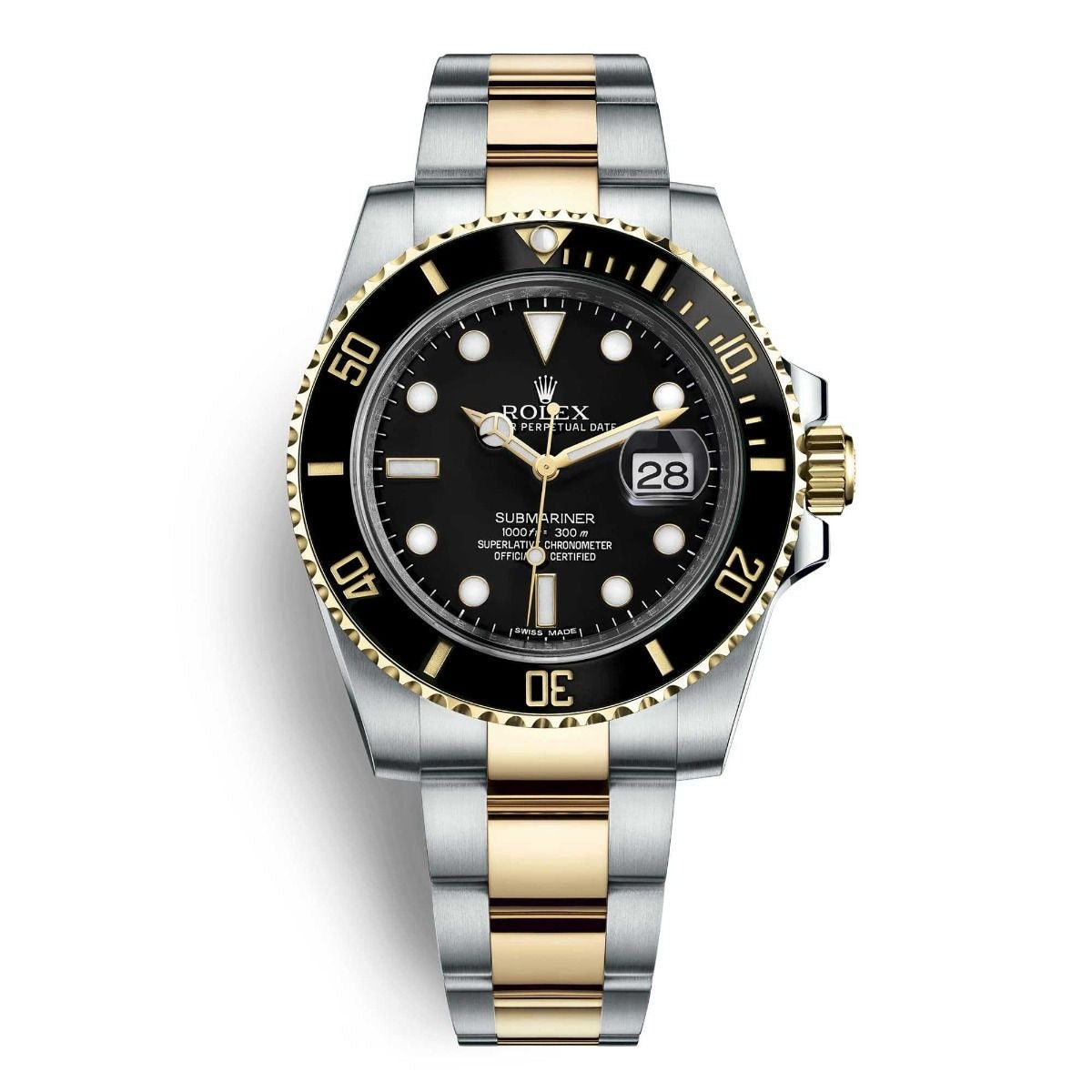 Rolex Submariner Date, featuring a 40mm stainless steel and 18k yellow gold with box men