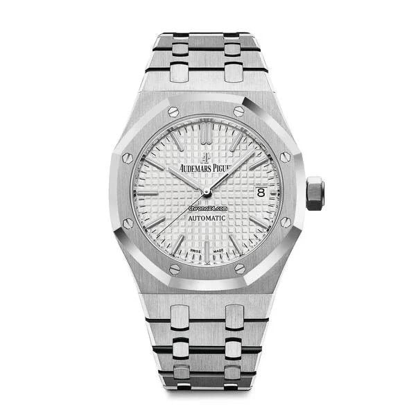 Audemars Piguet Royal Oak Selfwinding 39mm in stainless steel with a white tapisserie dial with box men
