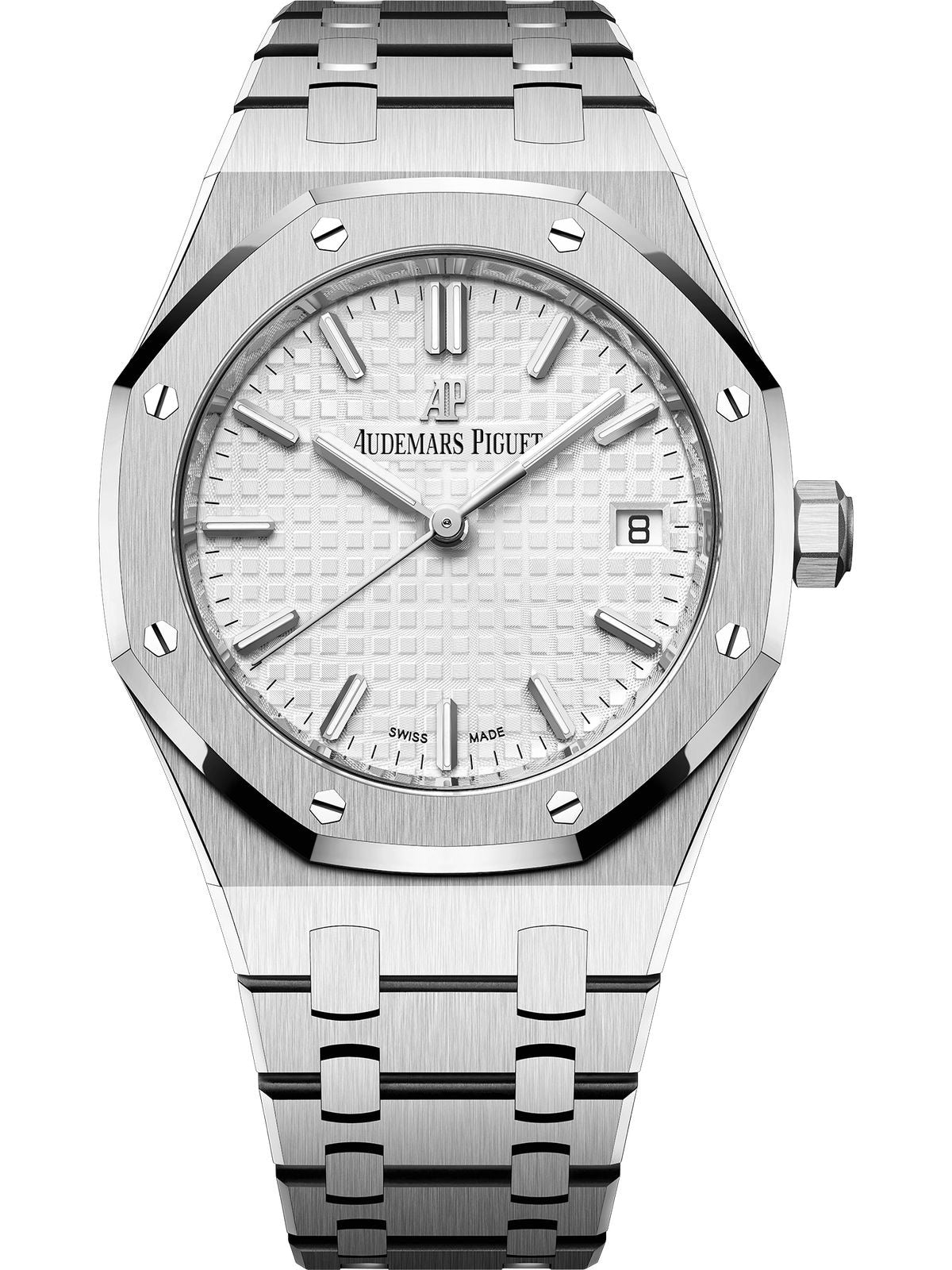 Audemars Piguet Royal Oak Selfwinding 39mm in stainless steel with a white tapisserie dial with box men