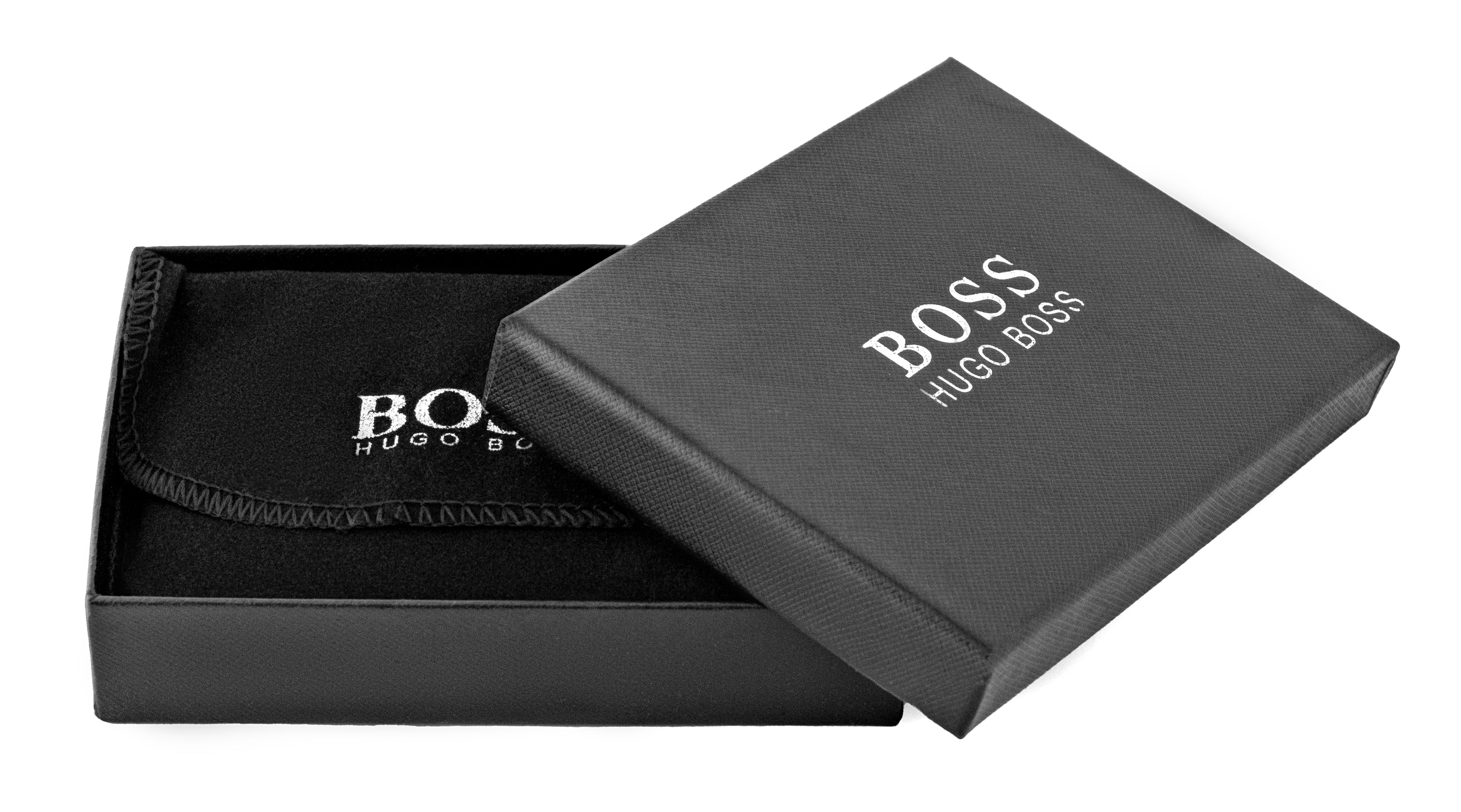 BOSS men's leather wallet features a refined textured black