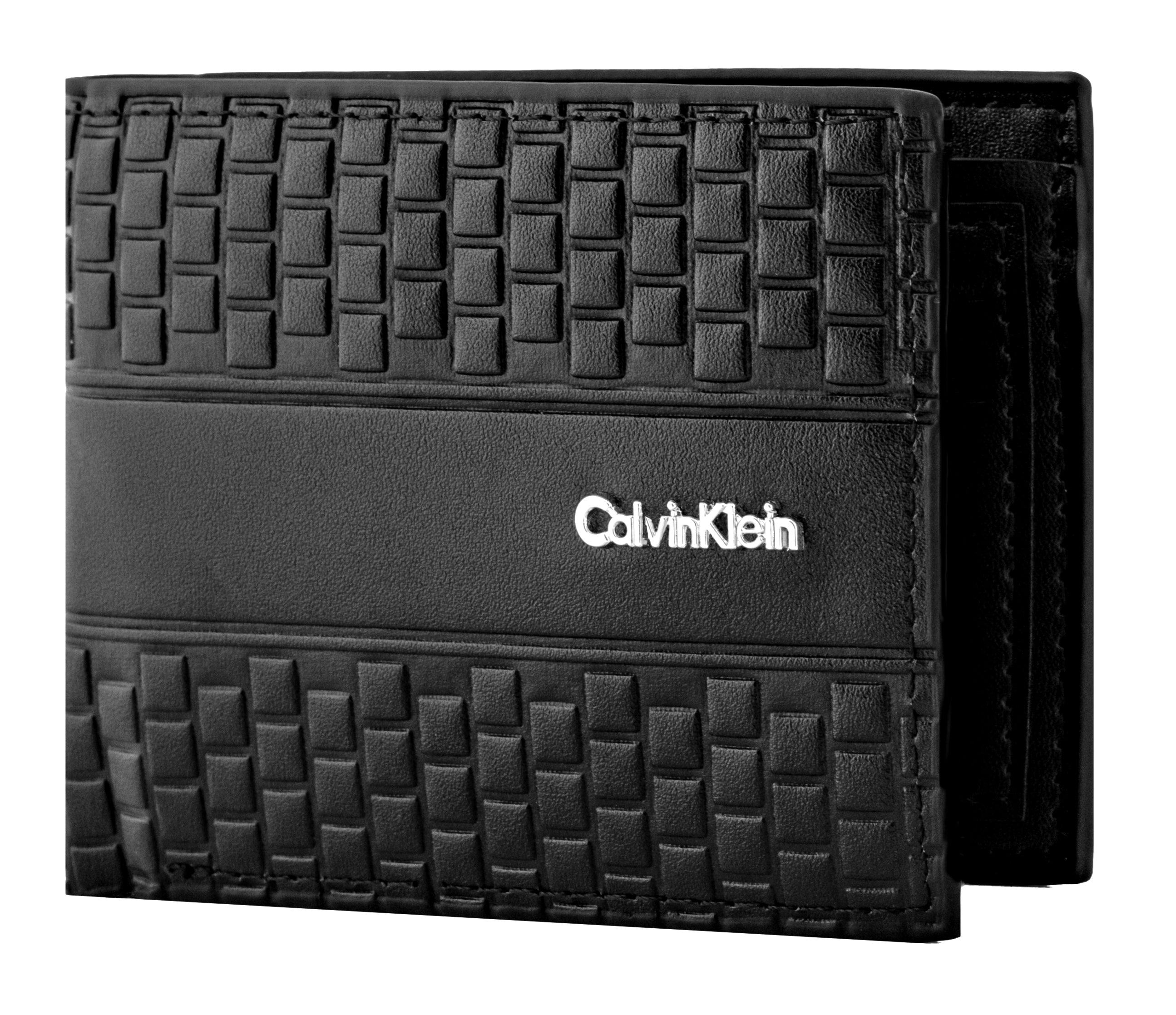 Calvin Klein features a premium black leather