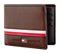 wallet features a rich brown leather