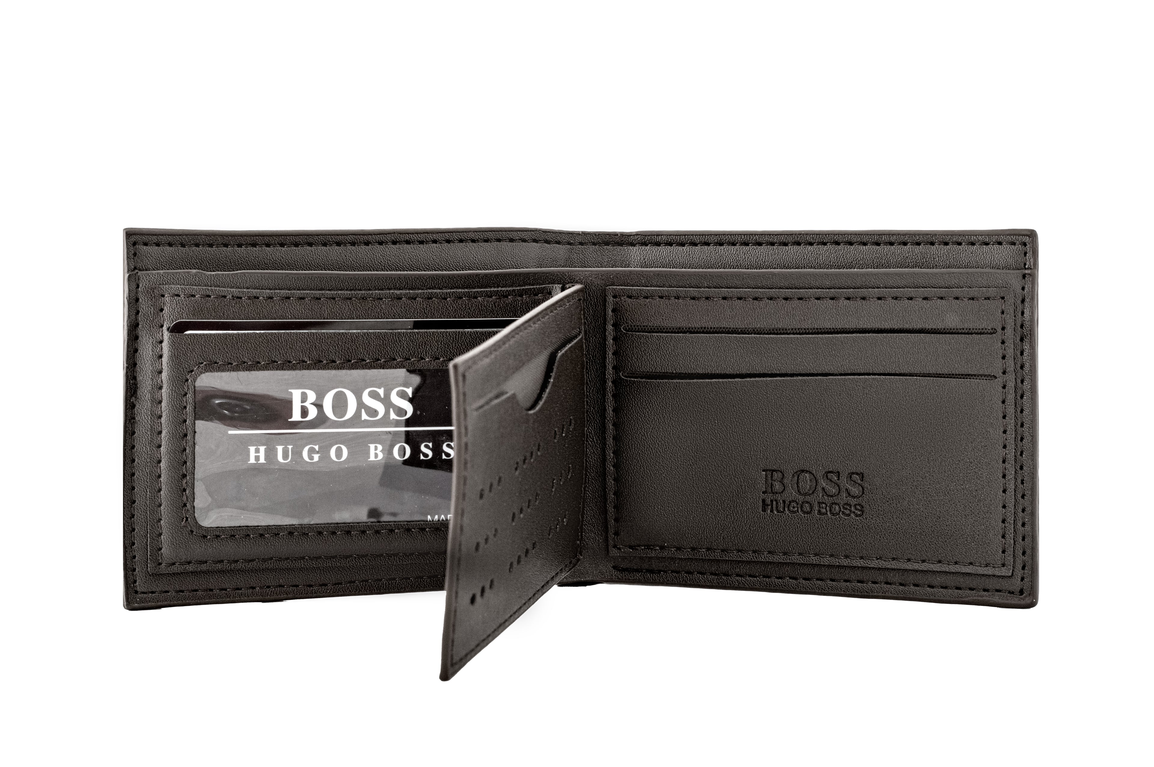 BOSS features a sleek textured brown leather