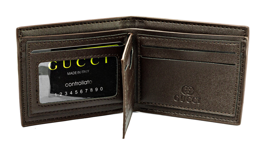GUCCI features a premium snake-pattern leather design in rich brown