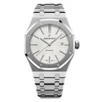 Audemars Piguet Royal Oak Selfwinding 39mm in stainless steel with a white tapisserie dial with box men