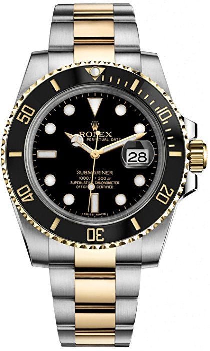 Rolex Submariner Date, featuring a 40mm stainless steel and 18k yellow gold with box men