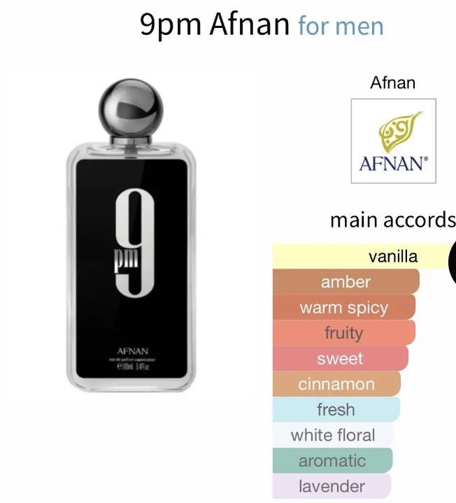 Afnan 9 PM Eau De Parfum 100m with box for men